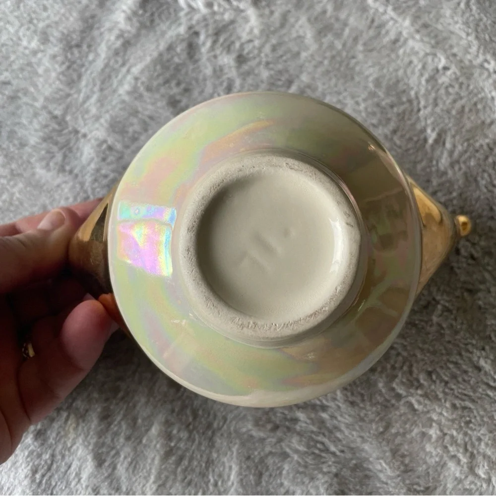Vintage pearl iradescent cream and sugar with 22K accent